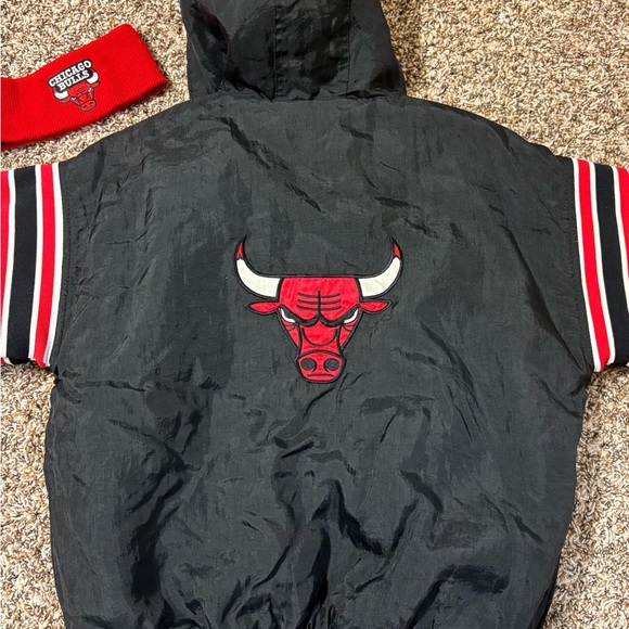 Pro Player Chicago Bulls Jacket Reversible Youth XL 18-20 Vintage With Headband - Picture 3 of 13